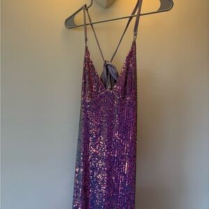 Free People Purple Sequin Mini Dress